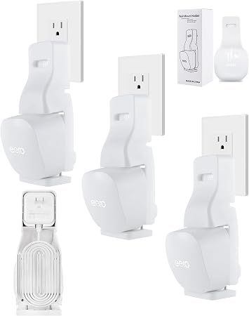 LIGHTMEUP Outlet Wall Mount Holder - Plug-to-Adapter First, Only for eero 7/ eero 6 & 6+/ eero Pro 6e & Pro 6/ eero Mesh Wi-Fi System, No Messy Wires & Space Saving (3 Pack)