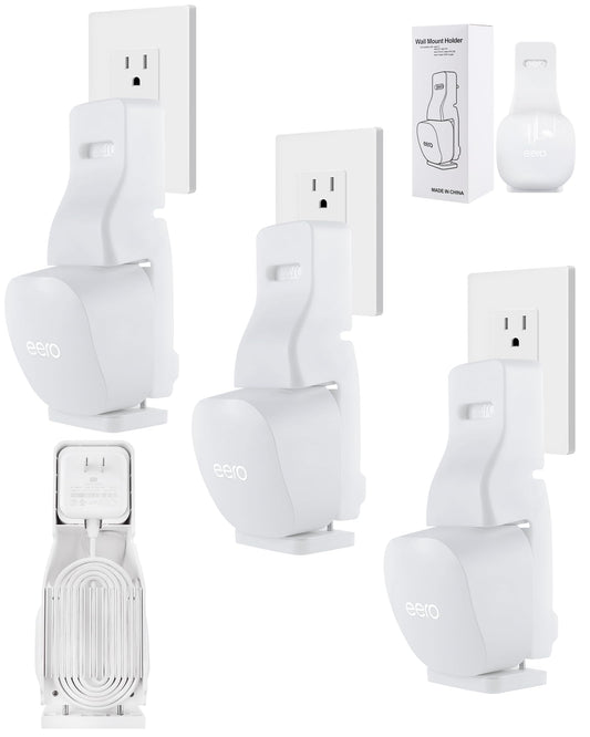 LIGHTMEUP Outlet Wall Mount Holder - Plug-to-Adapter First, Only for eero 7/ eero 6 & 6+/ eero Pro 6e & Pro 6/ eero Mesh Wi-Fi System, No Messy Wires & Space Saving (3 Pack)