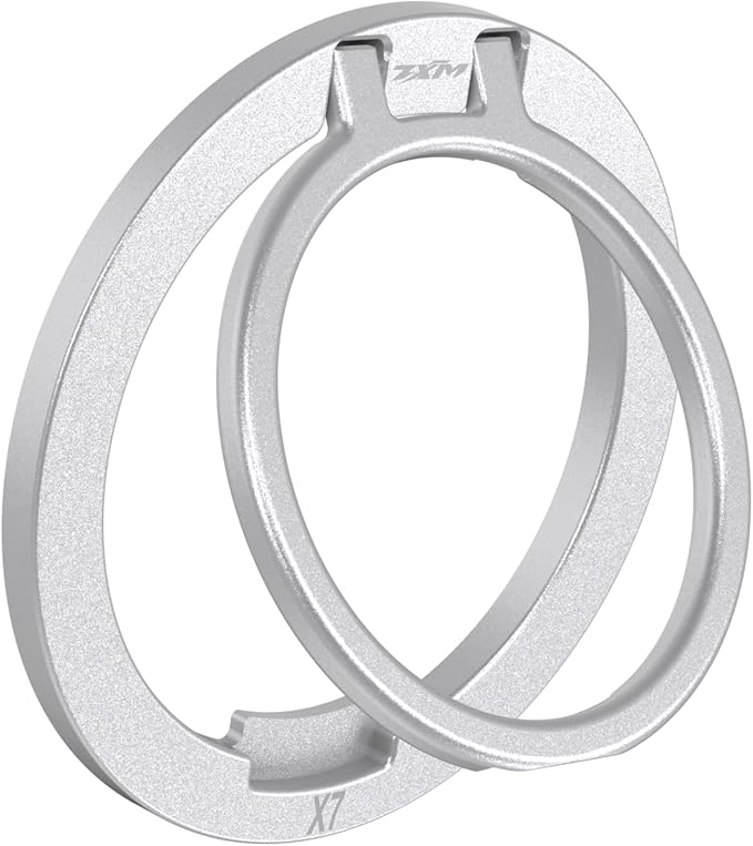ZXM Magnetic Phone Grip for Magesafe,X7 for Magsafe Ring Stand,Magnetic Cellphone Ring Holder with Kickstand for iPhone 16 Pro Max Plus iPhone 15 14 13 &Huawei,Samsung(Silver)