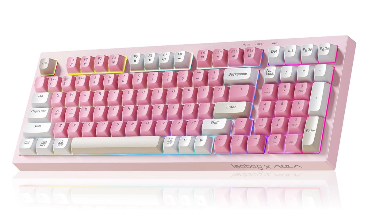 LEOBOG x Aula Pink Keyboard Wireless Creamy Computer Gaming Keyboards