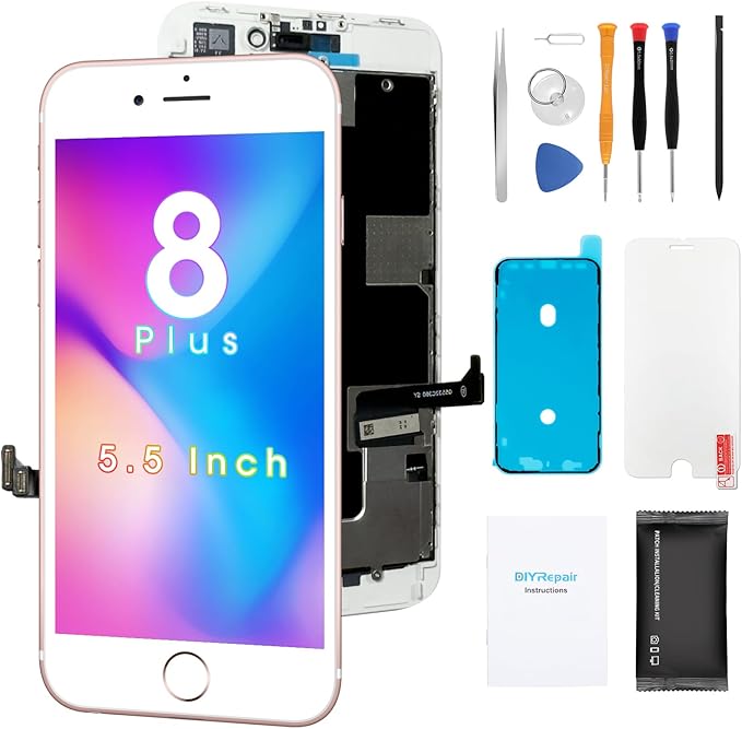 for iPhone 8 Plus Screen Replacement 5.5', 3D Touch Display Full Repair kit, Digitizer Assembly with Tools Set, Tempered Glass, Instruction