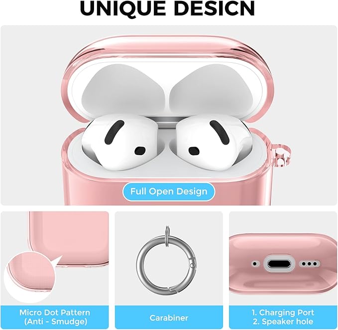 AhaStyle Clear Airpods 4 Case Cover with Cleaning Kit [Anti-Yellowing] Soft TPU Protective Covers Skin Designed for Apple AirPods 4th Generation 2024 Support USB-C Charging Case and Wireless Charging