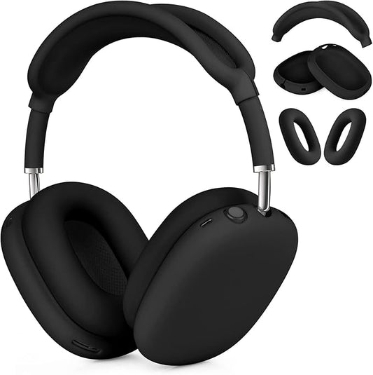 Filoto Case for Airpods Max Headphones, Ear Pad Case Cover/Ear Cups Co ver/Headband for AirPods Max (USB-C/Lightning)(2024/2020), Silicone for Apple Airpod Max, Accessories Cases (Black)