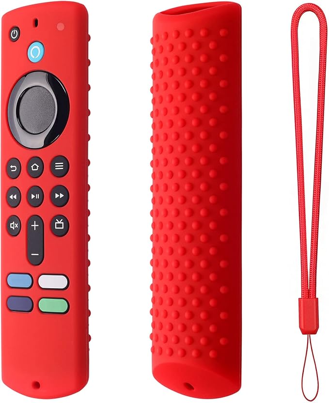 Silicone Remote Cases for Fire TV Stick 4K Max / 4K Max 2nd / Toshiba/Insignia/Pioneer/Omni Series Fire TV Alexa Voice Remote Enhanced w/Lanyard (1 Pc, Red, NOT Glow)