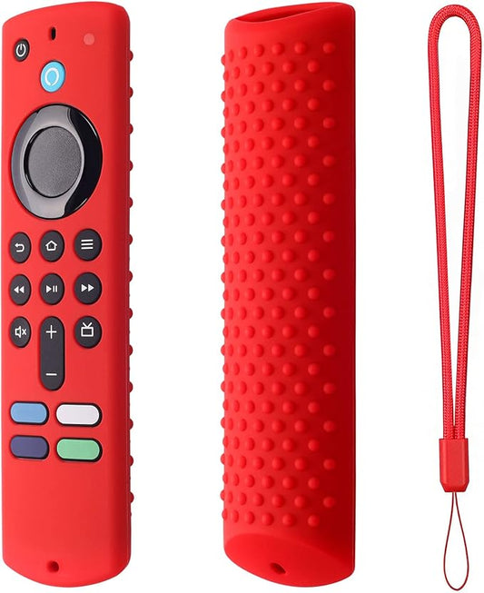 Silicone Remote Cases for Fire TV Stick 4K Max / 4K Max 2nd / Toshiba/Insignia/Pioneer/Omni Series Fire TV Alexa Voice Remote Enhanced w/Lanyard (1 Pc, Red, NOT Glow)