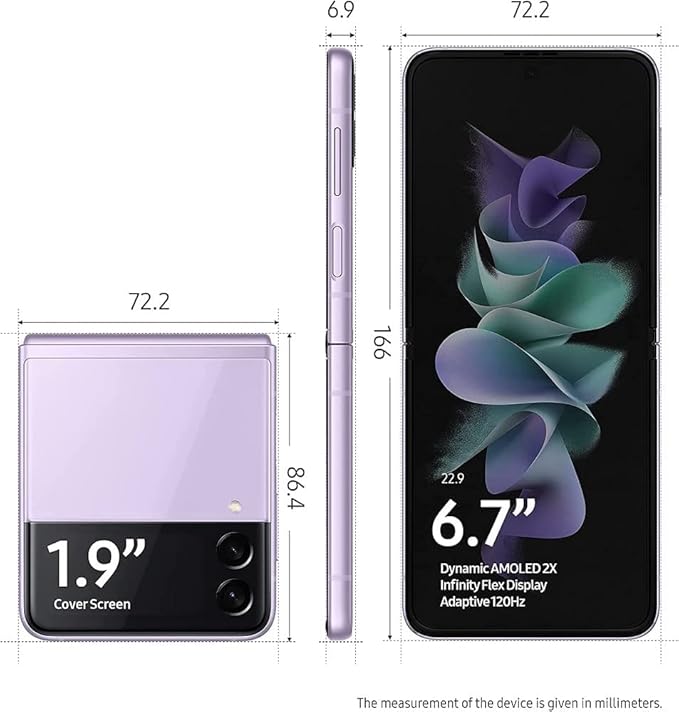 Samsung Galaxy Z Flip 3 5G, US Version, 128GB, Lavender - Verizon (Renewed)