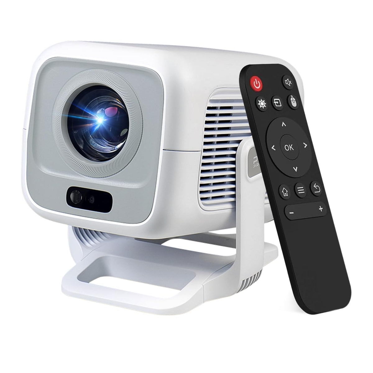 【Built in Streaming Apps & Native 1080P 】Mini Projector with Wifi and Bluetooth, Auto Focus & Keystone, 180° Rotation, Supports Phone/HDMI/USB, Portable 4K Support Projector for Bedroom Outdoor White