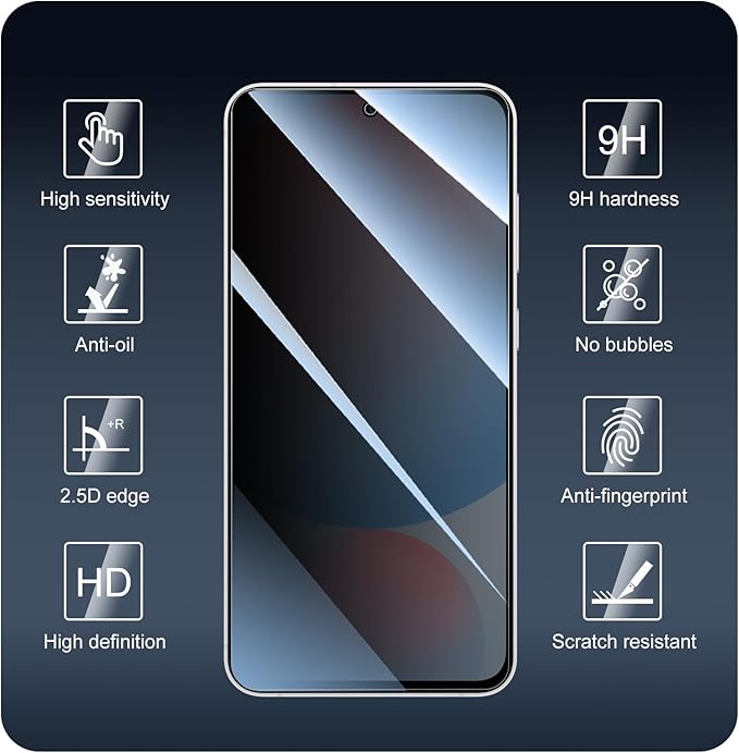Privacy Screen Protector for Samsung Galaxy S24 FE / A56, Anti-Spy Tempered Glass, 9H Hardness Anti-Scratch, 2.5D Curved Edges, Bubble-Free Case Friendly - 3 Pack