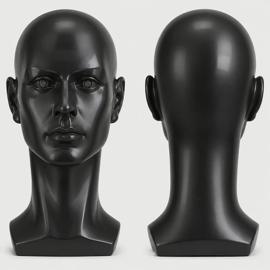 Mannequin Head Male Face Model Display Stand for Wigs Hat Glasses Mask Headphone (black)