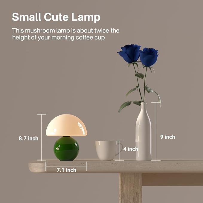 Christmas Decorations Lights Christmas Gifts for Grandkids Women Mushroom Lamp Table Lamp for Bedroom,Desk Bedside Small Lamps for Living Room Night Stands(Christmas Green)