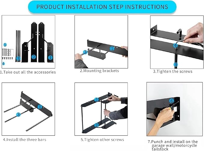 H D Garage Detachables Storage Detach Depot Wall Mounting Luggage Rack for Harley Touring, Road King, Electra Glide, Street Glide Tour Trunk Pack Pak (Luggage Racks-2)