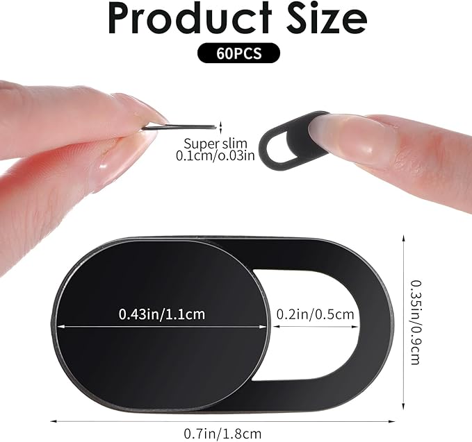 60 Pcs Computer Camera Cover,Ultra Thin Laptop Camera Cover, Strong Adhensive Webcam Covers Slide Slide, Phone Cameras Covers, Black ABS Material, Protect Privacy & Security