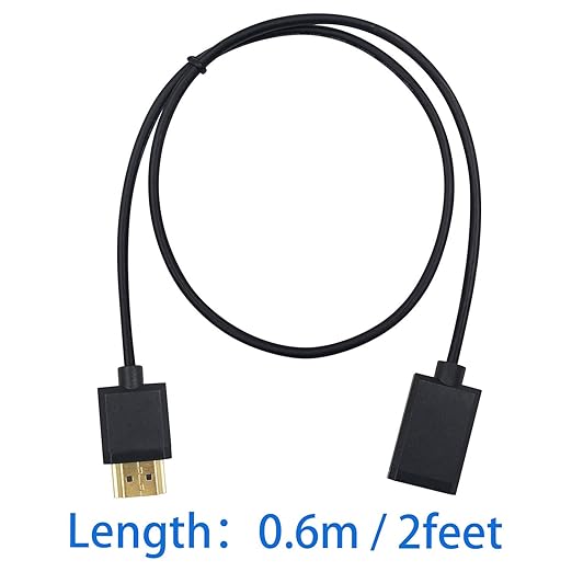 Duttek HDMI Extender Cable, 4K Short HDMI Cable, Extremely Thin HDMI Male to Female Cable Compatible for Nintendo Switch, Xbox One S 360, PS5, PS4, Roku TV Stick, Blu Ray Player, etc 60cm/2 Feet