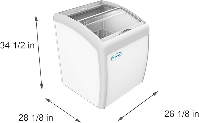KoolMore - MCF-6C Commercial Ice Cream Freezer Display Case, Glass Top Chest Freezer with 2 Storage Baskets and Clear, Sliding Lid, 5.7 cu. ft. Capacity, White