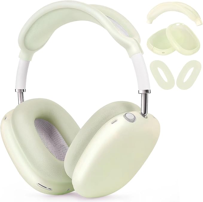 Case for Airpods Max Headphones,Ear Pad/Ear Cups/Headband Cover for AirPods Max(USB-C/Lightning)(2024/2020),Silicone Cases for Airpod Max,Accessories Cases(Jelly Green)