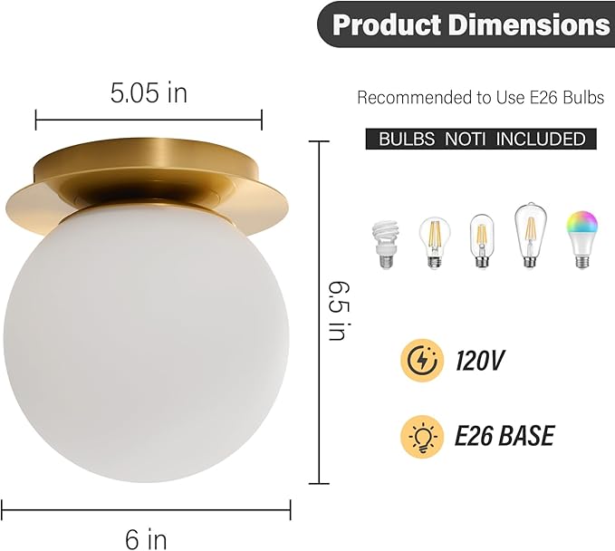 Premium Brass Globe Wall Sconce - Luxury Mid-Century Modern Lighting