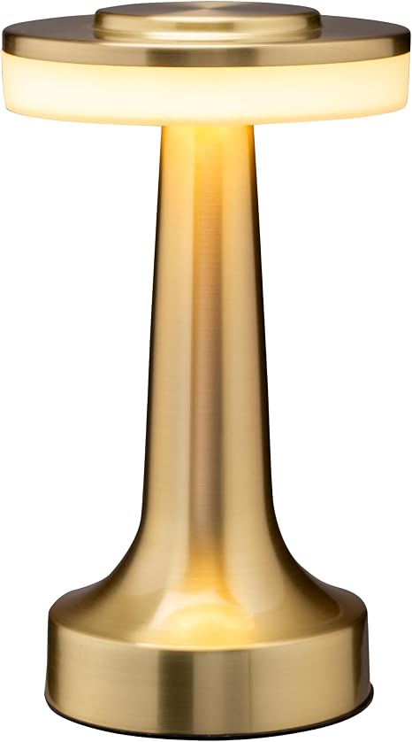 O'Bright Dome Cordless Rechargeable LED Mushroom Table Lamp, Gold