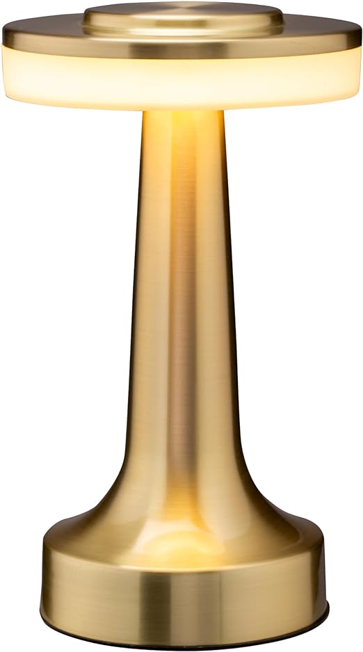 O'Bright Dome Cordless Rechargeable LED Mushroom Table Lamp, Gold