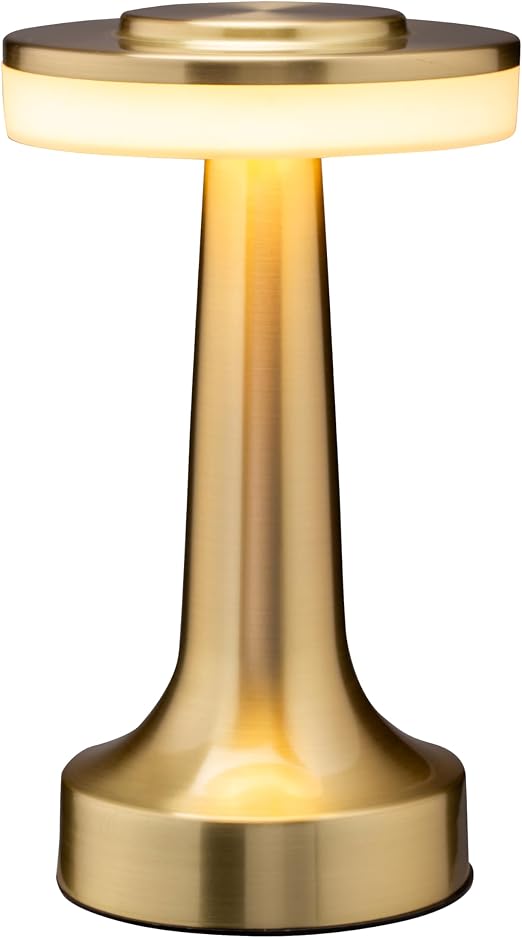 O'Bright Dome Cordless Rechargeable LED Mushroom Table Lamp, Gold