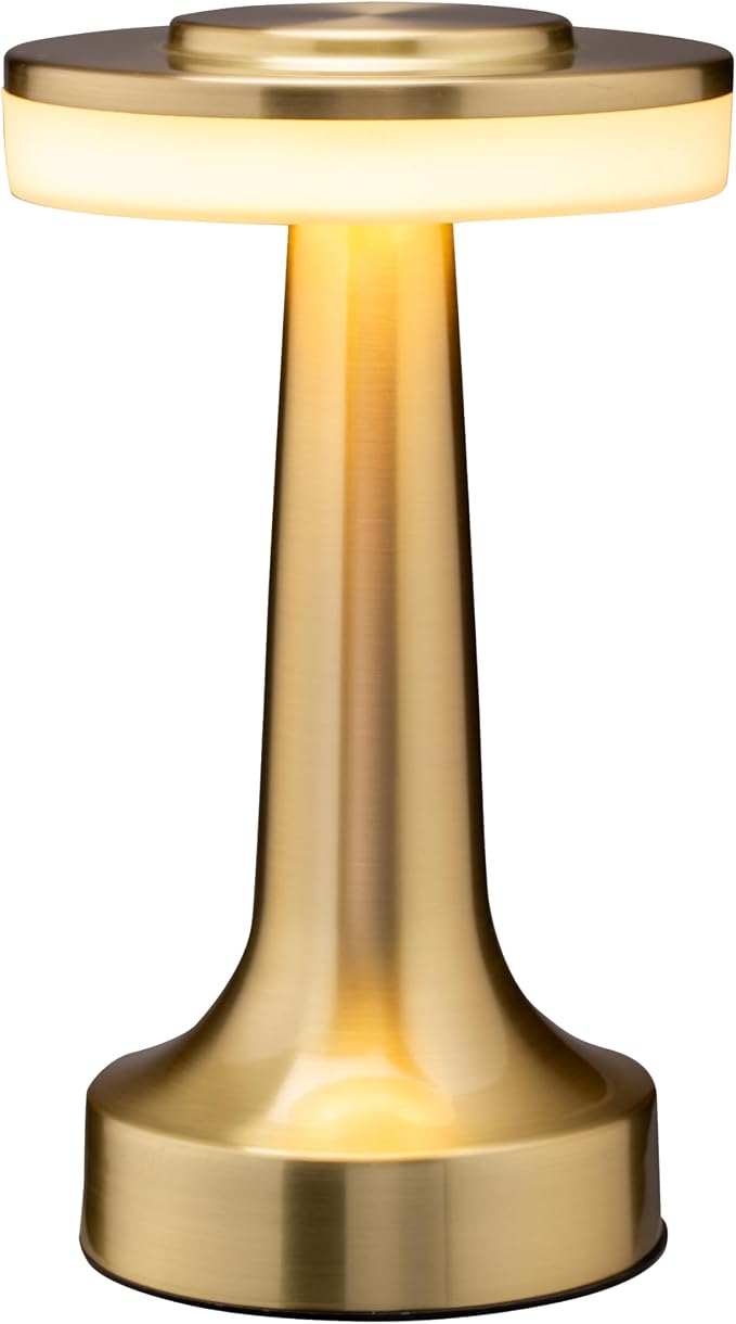 O'Bright Dome Cordless Rechargeable LED Mushroom Table Lamp, Gold