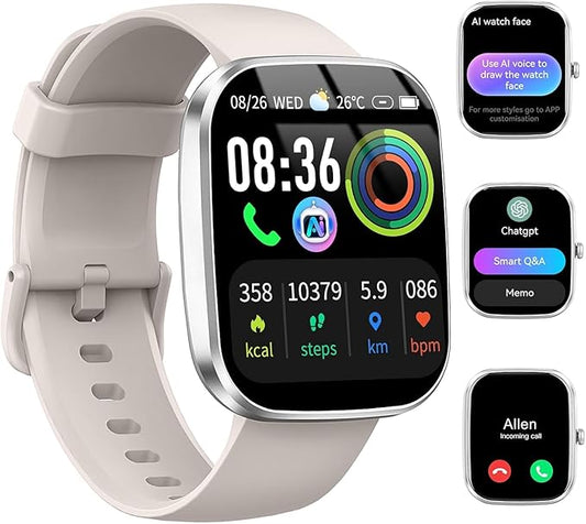 AI Smart Watch with ChatGPT, 1.91" Bluetooth Calling Smartwatch for Men Women, 110+ Fitness Modes Activity Tracker, Sleep/Heart Rate/Calorie Monitor, IP68 Waterproof Step Counter for Android iOS