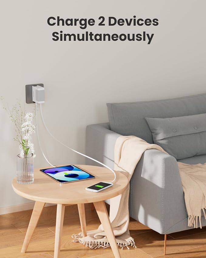 Gitryin 1 Micro USB Wall Charger, 1 DC Wall Charger and 12-in-1 Desktop Charging Station with 3 Type-C and 1 Lightning Retractable Wall Chargers
