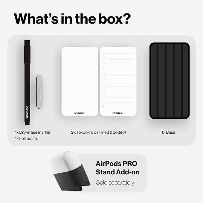 DeltaHub Reusable To-Do List for Desk - Dry Erase Daily Planner with 2 Cards, Marker & Eraser - Minimalist Desktop Organizer for Office, Work from Home - Analog Productivity Tool (White)