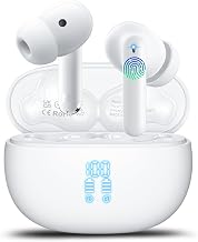 Wireless Earbuds, Bluetooth 5.4 Headphones Bass Stereo/Clear Calls, Ivory - Image 1