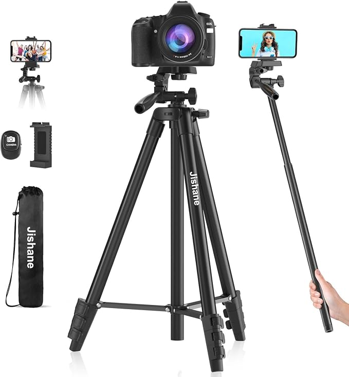 71 Inch Camera Tripod, 2‑in‑1 Selfie Stick Tripod Stand for Camera & Phone