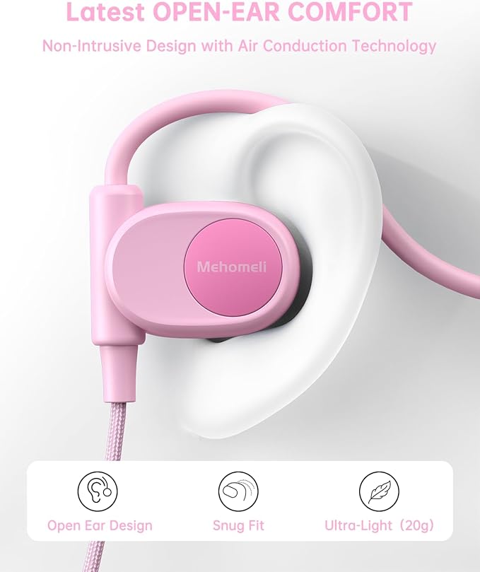 Kids Headphones, Wired Air Conduction Open Ear Headphones, 85dB Volume Limiting-Blue, Pink
