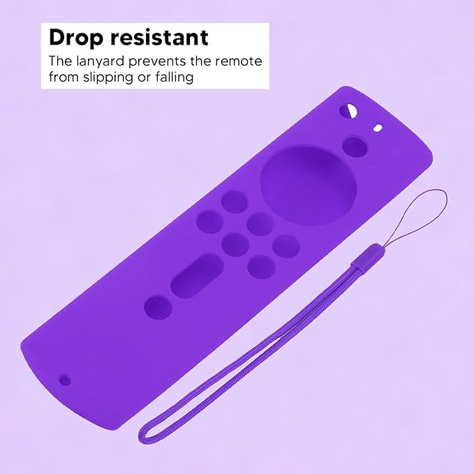 Fire Stick 4K 2018 Remote Cover Case for Alexa Voice Remote, Fire TV Shockproof Protective Silicone Case with Lanyard(Purple)
