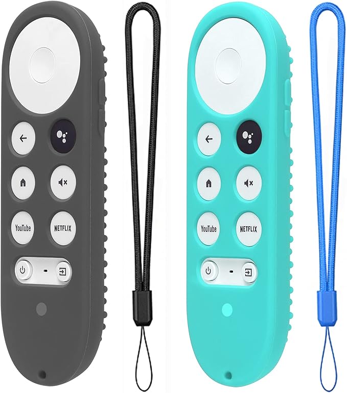 2 Pack Silicone Case for Chromecast with Google TV 2020 Voice Remote Protective Cover for 2020 Chromecast Voice Remote (Dark Gray+Mint)