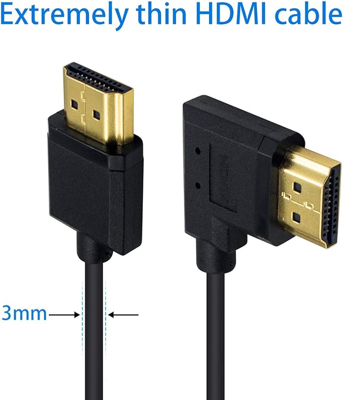 Duttek 4K Short HDMI Cable 6 Inch/15cm, Right Angled HDMI Male to Mlae Cable for 3D and 4K Ultra HD TV Stick HDMI 2.0 Cord (Extremely Thin)