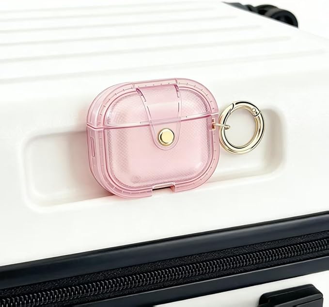 for AirPods Pro 3 Case 2025 with Lock Clear Cases,Soft TPU Cover for Airpods Pro 3rd Case for Air pod Pro 3 Cover with Keychain for Airpods Pro 3 Gen for Women Girls (Pink)
