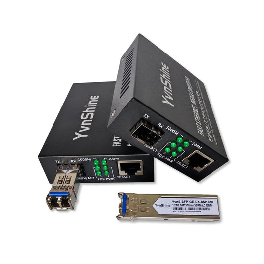 Gigabit SFP to RJ45 Fiber Media Converter- Multimode/SingleMode Fiber to Ethernet Converter, Plug & Play 10/100/1000Mbps RJ45 (Black, 2 PCS Single Mode Dual LC 20KM)