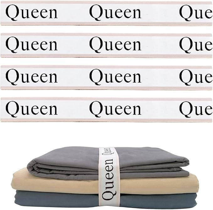 4 Pieces Bed Sheet Organizer Bands, Sheet Organizers and Storage Label Bands, Sheets Organizer for Closet, Sheet Label for Bedding, Sheet Keepers Linen Labels Bedding Bands (Pink, 4Pcs Queen)