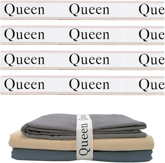 4 Pieces Bed Sheet Organizer Bands, Sheet Organizers and Storage Label Bands, Sheets Organizer for Closet, Sheet Label for Bedding, Sheet Keepers Linen Labels Bedding Bands (Pink, 4Pcs Queen)