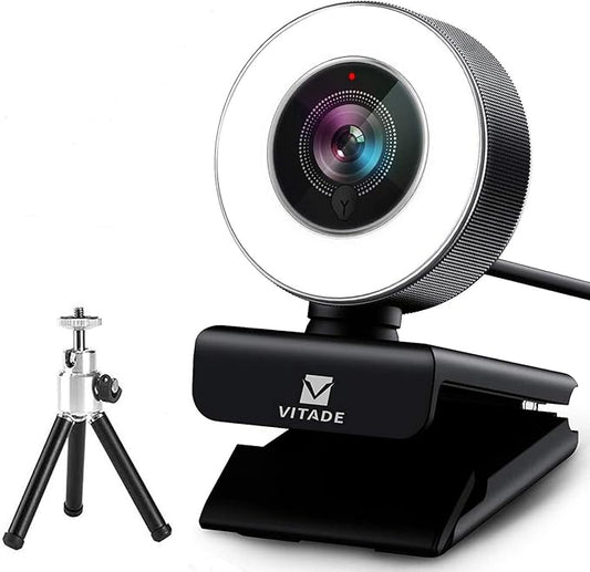 Streaming Webcam 1080P, 960A HD Web Camera USB Web Cam for Gaming Conferencing Video Chatting Mac Windows Desktop Computer Laptop Wide Angle Webcam with Ring Light & Microphone & Tripod