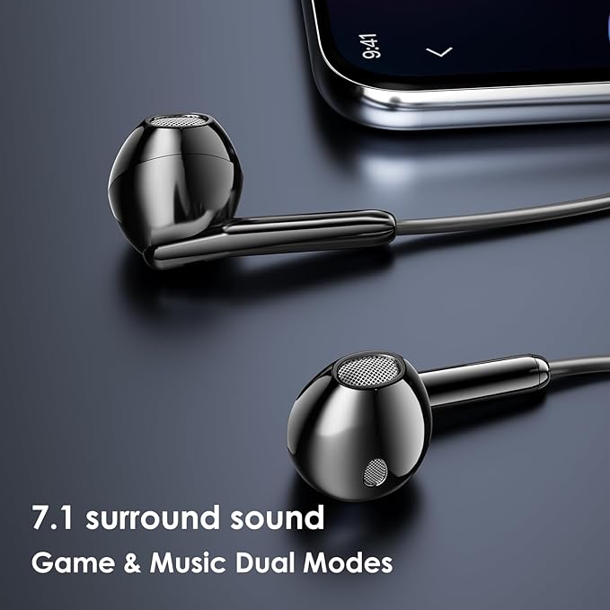 Wired Gaming Earbuds with ENC Microphone, USB C 7.1 Gaming Headphones Surround Sound in-Line Controller Hi-Res Audio Compatible with PC, Tablet, Phone, Pad, VR