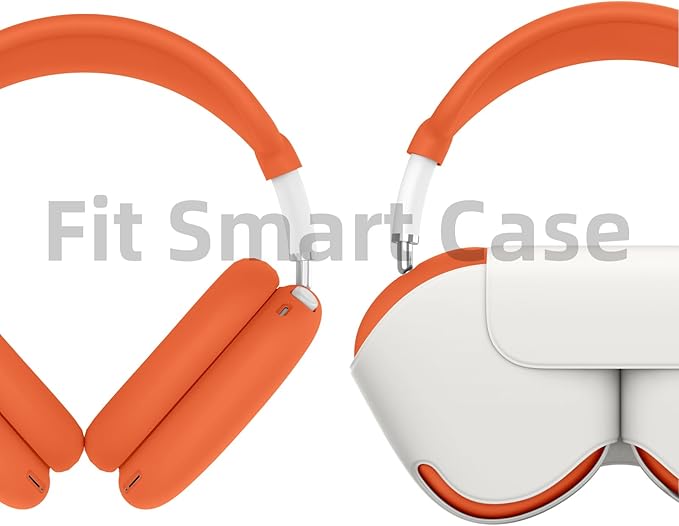 Silicone Case Cover for AirPods Max, Ear Pad Case Cover/Ear Cups Cover/Headband Cover for AirPods Max Headphones, Accessories Soft Silicone Protector for Apple AirPods Max New USB-C (2024) (Orange)
