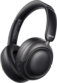 Acer OHR703 Adaptive Noise Cancelling Bluetooth Headphones, Over Ear, Black