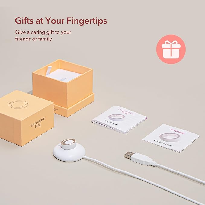 femometer Ring for Fertility and Ovulation Tracking - Size First Sizing Kit - App Auto-Sync - Period & BBT Tracker - Sleep Analysis for Women - Rechargeable & Waterproof Size8