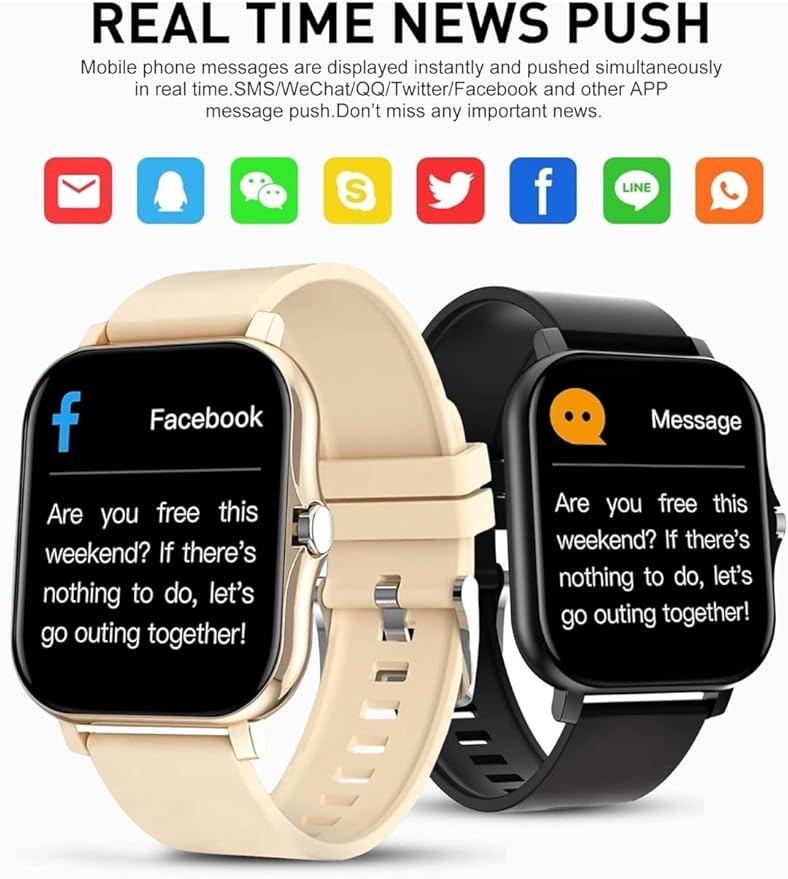 Smart Watch, 1.81" Upgraded Full Touchscreen Smart Watch for Android iPhones with Heart Rate Blood Pressure Monitor,Multiple Sports Fitness Tracker (Black)