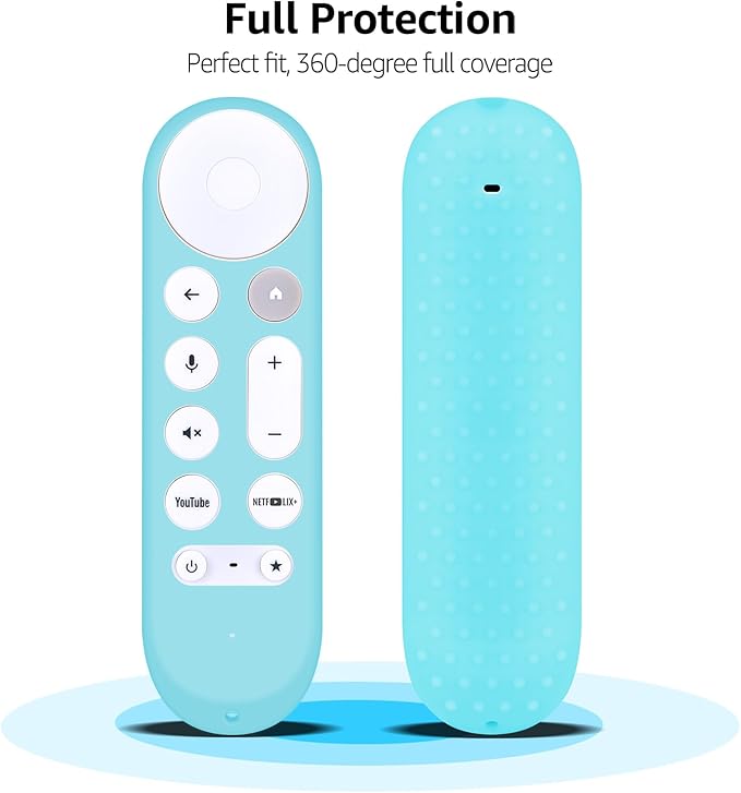 [2-Pack] HZIME New Replacement Remote Control Cover Compatible for Google TV Streamer 4K TV GY3LE Voice Remote, Silicone Controller Case Sleeve (Glow-in-The-Dark，Blue/Pink)