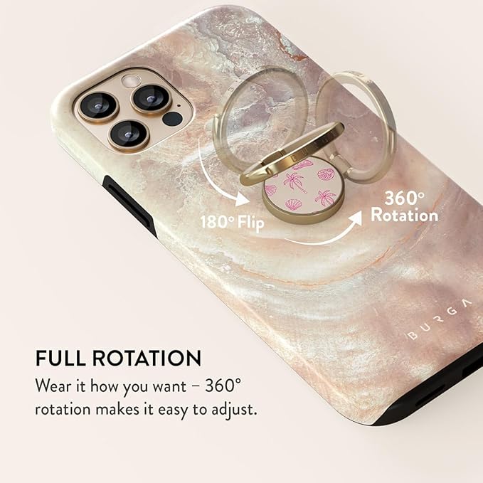 BURGA Cell Phone Ring, Holder Grip and Stand - Finger Phone Grip for Back of Smartphone Case, Kickstand 360 Rotation, Universal Ring for iPhone Samsung Galaxy Huawei Google Pixel, Stylish Accessories