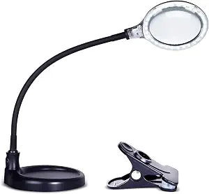 Brightech LightView Pro Flex 2 in 1 Magnifying Desk Lamp, 2.25x Light Magnifier, Adjustable Gooseneck Magnifying Glass with Light for Crafts, Reading, Close Work