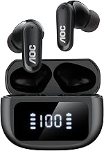 AOC Noise Cancelling Wireless Earbuds, 39dB ANC, 45H, LED Display, Black - Image 1