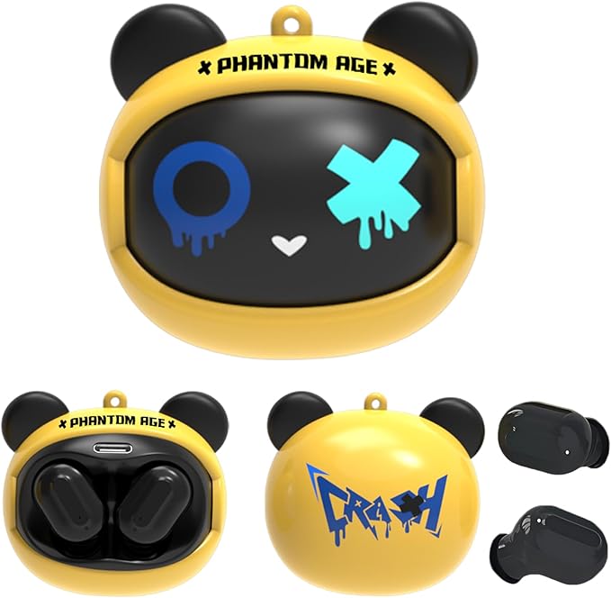 Kids Wireless Earbuds with Rotating Chaging Case Wireless Bluetooth Earbuds for Kids, Kid Ear Buds with Mic, 88dB Safe Volume, Earphones Earpods in-Ear for Android iOS Cell Phone Laptop, Bear