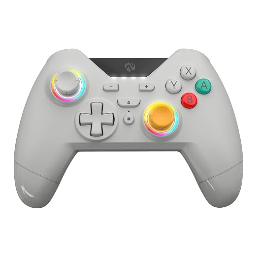 BASEKAMP Kore+ Wireless RGB Controller compatible with Nintendo Switch - Programmable Back Buttons - Motion - Rumble - RGB Sticks (PAL Grey)