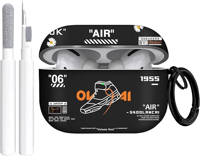 for Airpods Pro Case, Cute Cool White Shoes Pattern TPU Soft Cases for Airpods Pro Case 1st Gen, Shockproof for Airpods Pro 2019 Case Men Women with Cleaner Kit & Keychain